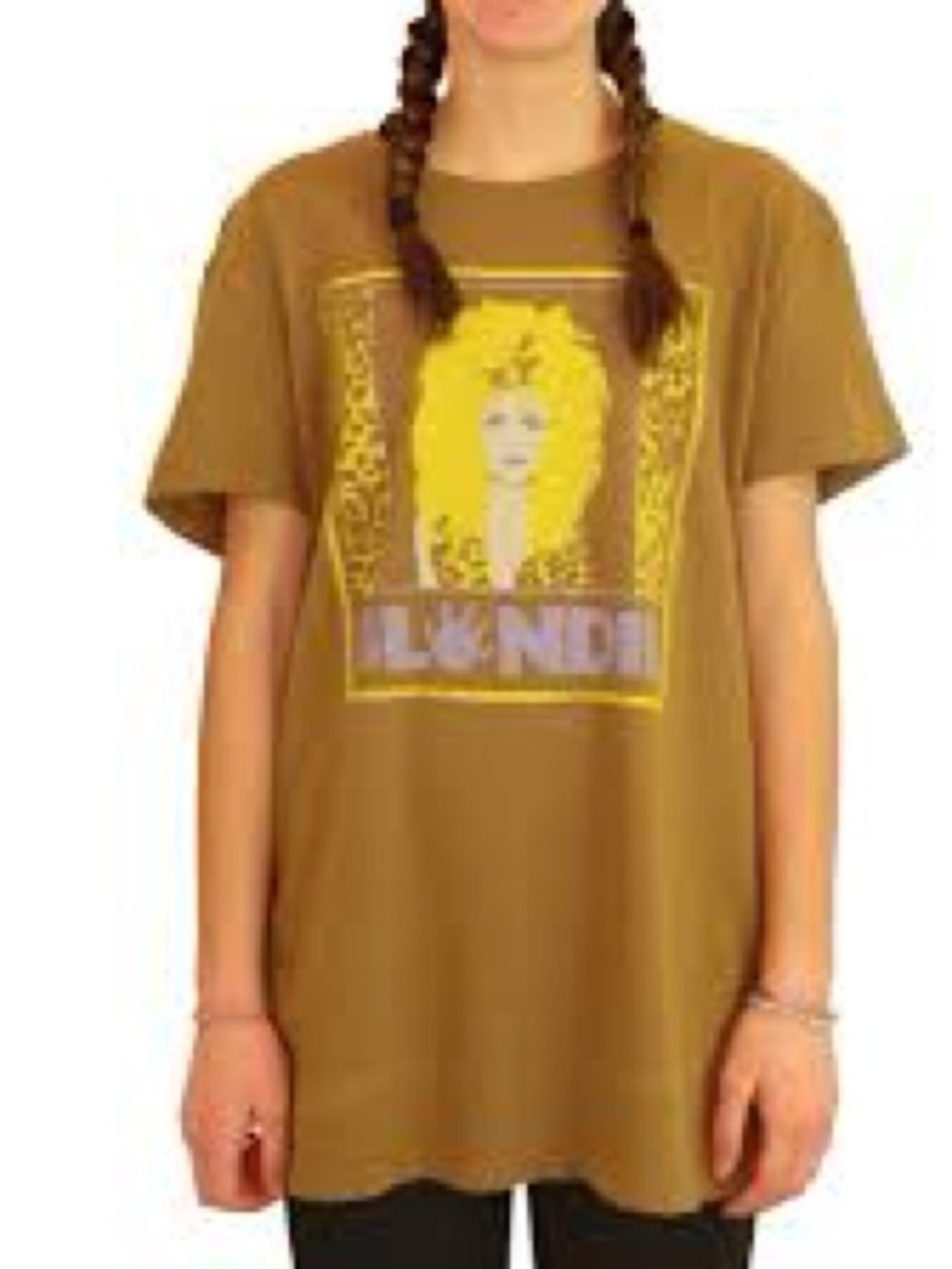 Junk Food Clothing Olive Graphic Blondie Tee with Yellow Print